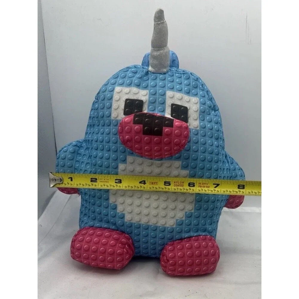 Nanco Blue Unicorn Plush 10” Pixel Block Style Stuffed Animal Pink White Toy